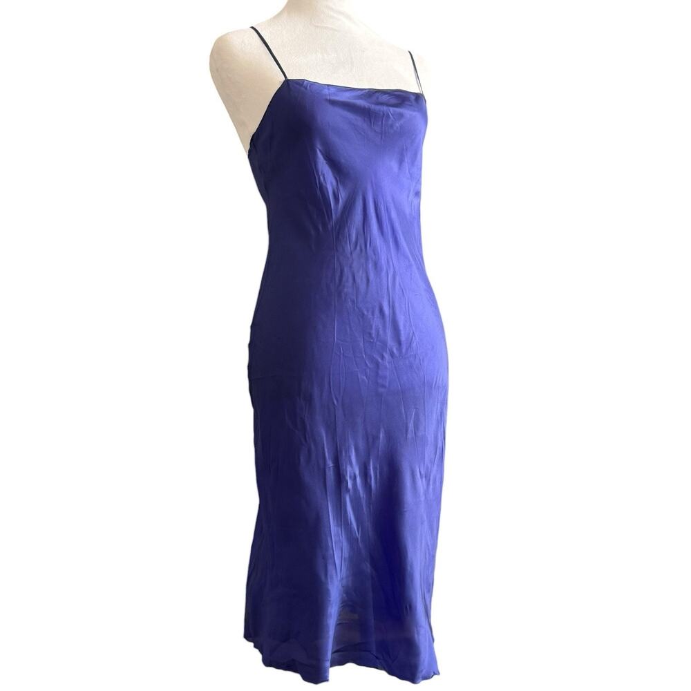 Alberta Ferretti Women's Purple Midi Silky Dress Size 4